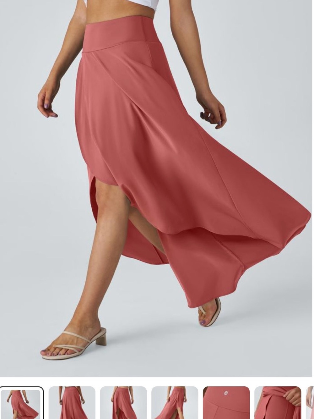 HALARA Asymmetrical High-Waist Maxi Skirt in Dusty Rose